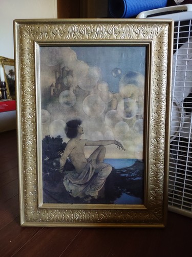 Maxfield Parrish Print Air Castles Bubbles Goldrahmen - Bild 2 von 5