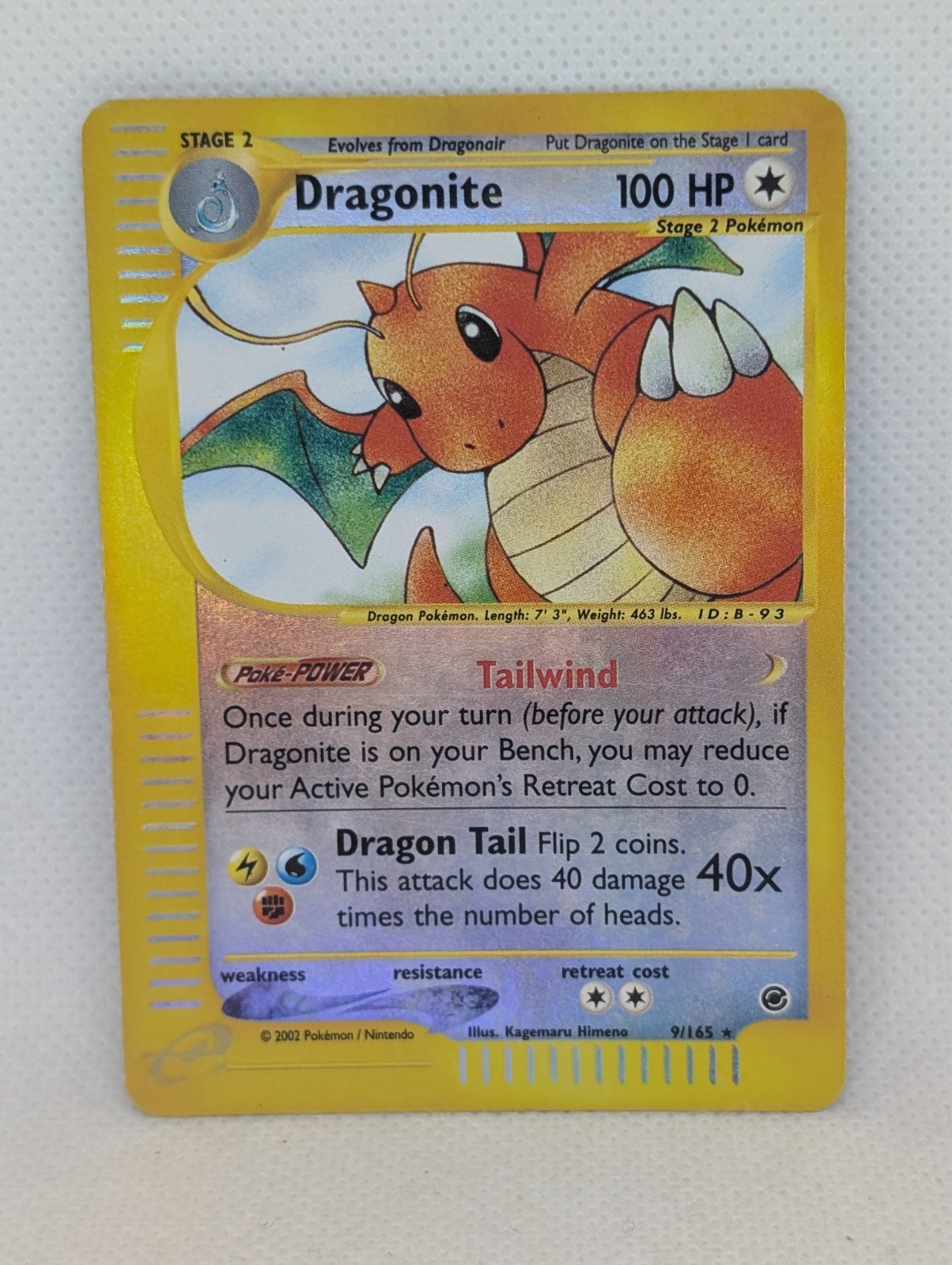 Dragonite 009/165 Expedition Base Set Reverse Holo Rare Pokemon TCG Nintendo LP