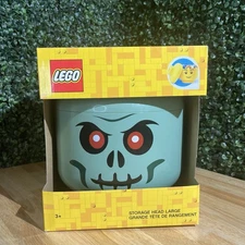 LEGO Green Skeleton Zombie Storage Head Container Large Halloween Decor
