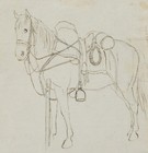 J. VOLTZ (1784-1858), Pferd mit Sattel und Zaum, Federzeichnung Figürlich