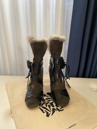 ISABEL MARANT Botines con cordones Botín Gamuza Verde Punta para mujer 36 US6 - Imagen 3 de 24