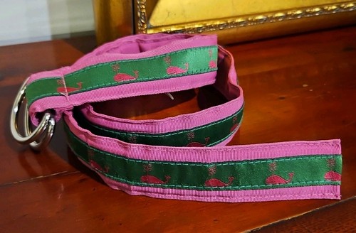Lilly Pulitzer Pink Green Whale Ribbon D Ring Belt S