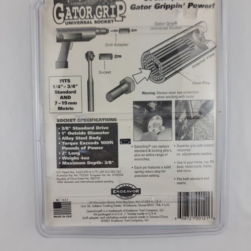 Original Gator Grip Universal Socket 3-Piece Set 3/8 Drive Ratchet Drill Adapter - Picture 6 of 6