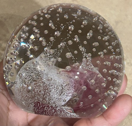 Caithness Glass PINK CHAMPAGNE Paperweight - Scotland - Controlled Bubbles - Picture 8 of 21