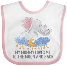 Inktastic My Mommy Loves Me To The Moon And Back Baby Bib New Mom Mother Daddy