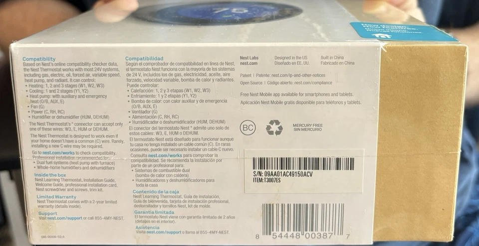 Nest 3rd Generation Programmable Wi-Fi Smart Learning Thermostat Chrome NEW - Image 2 of 4