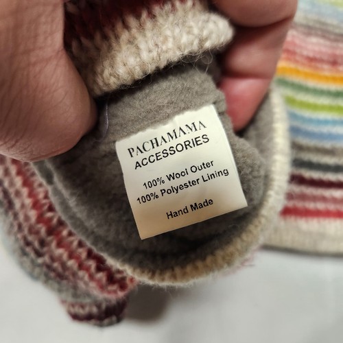 Guantes exteriores de lana a rayas Pachama Hoxton hechos a mano boho coloridos - Imagen 3 de 4