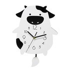 1Pc Cartoon Kuhförmige Uhr Dekorative Uhr Wohnzimmer Wanduhr (Weiß)