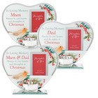 Christmas Memorial Glass Heart Tea Light Candle Holder - Robin - Choose Design