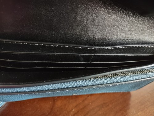 COACH Foldover Crossbody Clutch Polished Pebble Teal Leather with Willow Floral - Picture 5 of 6