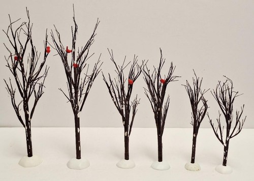 Department 56 Village Bare Branch Trees Set of Six. 2 x 6.5" 2 x 9.5" 2 x 12" - Picture 1 of 10