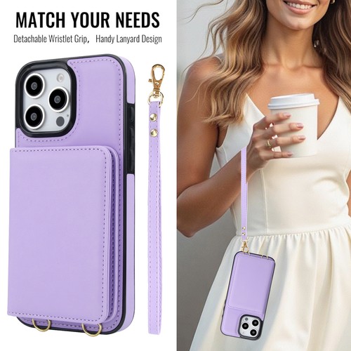 Crossbody RFID Leder Wallet Case für iPhone 17 Pro Max 16e 15 14 13 12 11 XS - Bild 28 von 61