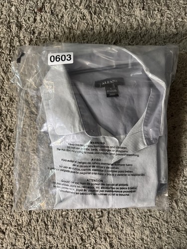 Alfani Button Up Shirt Gray White Mens Size L Large Classic Cotton Polyester - Picture 16 of 17