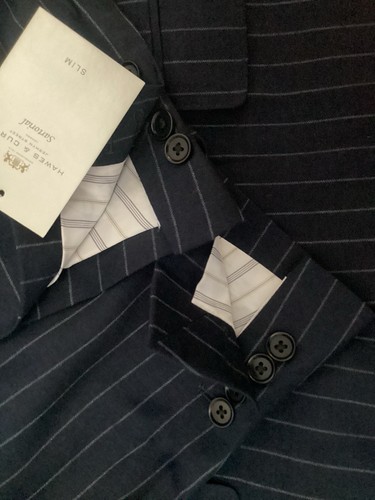 Hawes & Curtis Suit US 42 R Navy Wool Super 100s 2 Button Slim Tailor Finish NEW - Picture 14 of 24