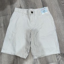 Cat Jack Boys Size 12 Striped Flat Front At the Knee Shorts Adjustable Waist