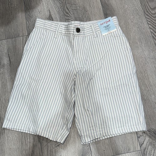 Cat & Jack Boys Size 8 Striped Flat Front At the Knee Shorts Adjustable Waist - Picture 1 of 7