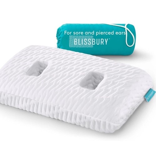 Blissbury Ohrkissen zum Schlafen mit Piercings/wunden Ohren/Kopfhörern, Memory Foam
