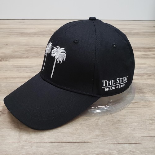 The Setai Miami Beach Hat Cap Strap Back Black Palm Tree Embroidered Mens Resort - Picture 2 of 8