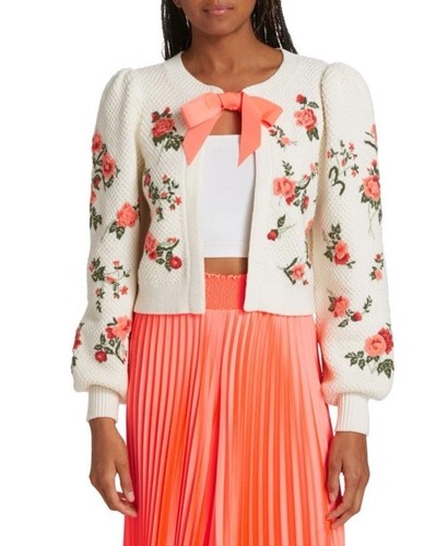 Alice + Olivia Kitty Floral Embroidered Cardigan Women’s size M !BRAND NEW! $595 - Picture 9 of 15