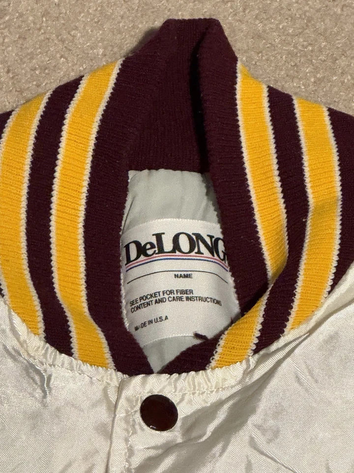 White Nylon Satin School Button Jacket- Seminoles/Commanders/Redskins- DeLong-L - Image 3 of 3