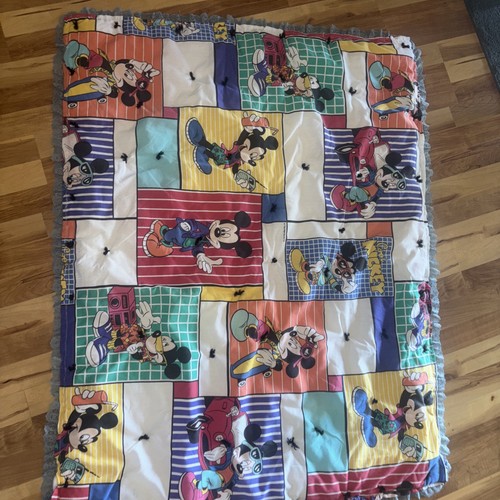 Mickey Mouse Minnie Quilt Vintage BRIGHT 80's Sunglasses Quilt Fabric 52x40 - Picture 2 of 8