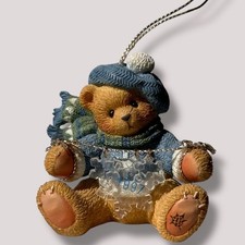 1997 Cherished Teddies Bear Ornament W/ Dangling Snowflakes By Enesco - Vintage