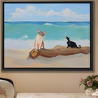 Devon Rex Cat Canvas Print Oil Painting Wall Art Coastal Driftwood Feline Decor