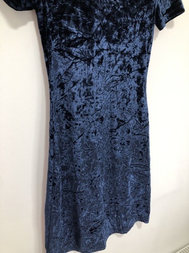 Abito M&S x Alexa Chung in velluto taglia UK 6 blu navy aderente elasticizzato finto collo - Foto 3 di 7