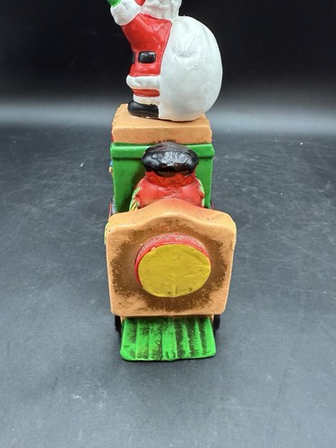 Vintage Japan Christmas Chalkware Santa Coming To Town Train Music Box VIDEO! - Picture 9 of 13
