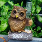 Resin Owl Rain Gauges, Resin Owl Garden Statue with a Plastic Rain Gauge, Han.