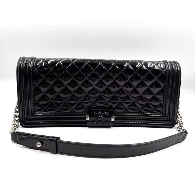 11.04 029 Chanel East/WVest Patent Boy Convertible Shoulder Bag