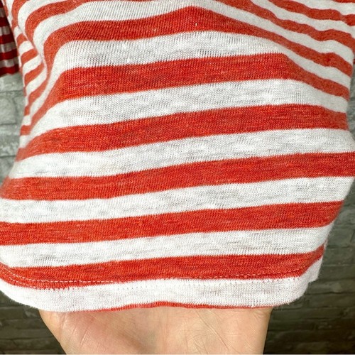 J Mclaughlin Linen Blend Shirt SZ Medium Collared Button Up 3/4 Sleeve Striped - Bild 9 von 10