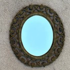 Vintage 70s boho oval mirror faux metal wall hanging home decor