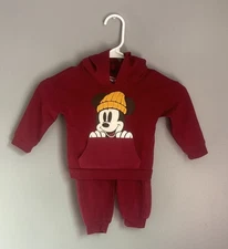 Disney Juniors Red Fleece Mickey Mouse Outfit Size 18 Months GREAT Condition
