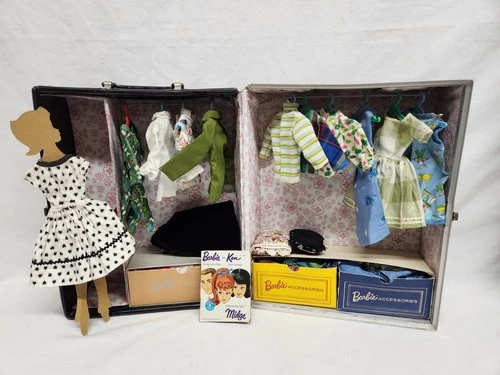 Vintage 1964 Barbie Doll Case With Accessories Lots of Clothing Dresses Shirts