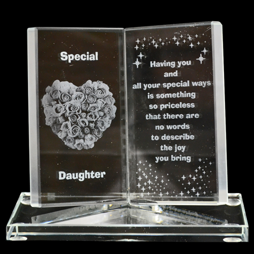 NEW GLASS CRYSTAL ORNAMENTS BOOK GIFT SET POEM POETIC WRITING MESSAGE MUM DAD - Picture 41 of 49