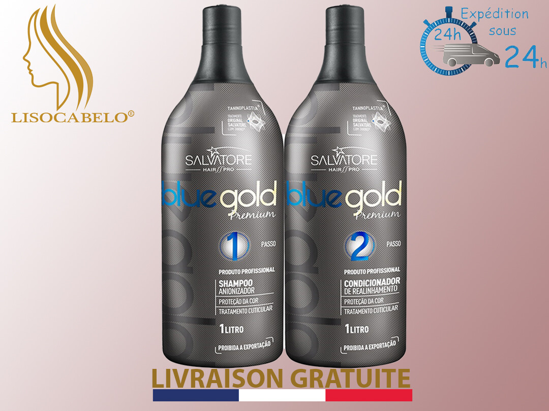Lissage Sans Formol au Tanin 2x500ml (Taninoplastie) SALVATORE Blue Gold Premium