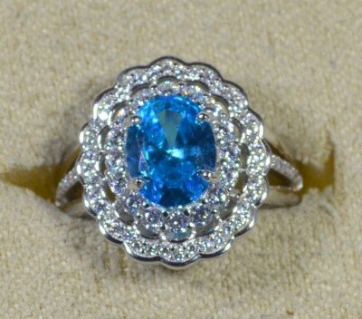 NEON APATITE SIM-WHITE DIAMOND (CZ) -BELLA LUCE(r) SIZE 6 RING-RHOD/STER SILV