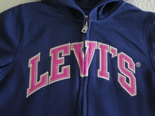 Levi's Girls Full-Zip Pink Logo Blue Hoodie - Size L - NWT - MSRP$44.00 - Picture 3 of 12
