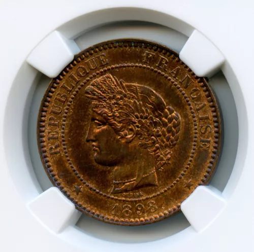 III Republic 10 Cent Ceres Throne 1898 IN Paris NGC MS 64 RB