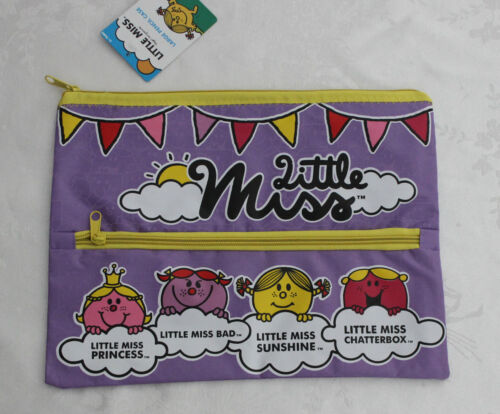 LARGE LITTLE MISS PENCIL CASE 2 ZIPPED SECTIONS CRAFT BACK TO SCHOOL STATIONERY  - Picture 1 of 2