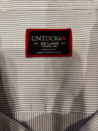 Camisa de manga larga con botones azul blanco a rayas sin arrugas XXL para hombre UNTUCKit - Imagen 2 de 7
