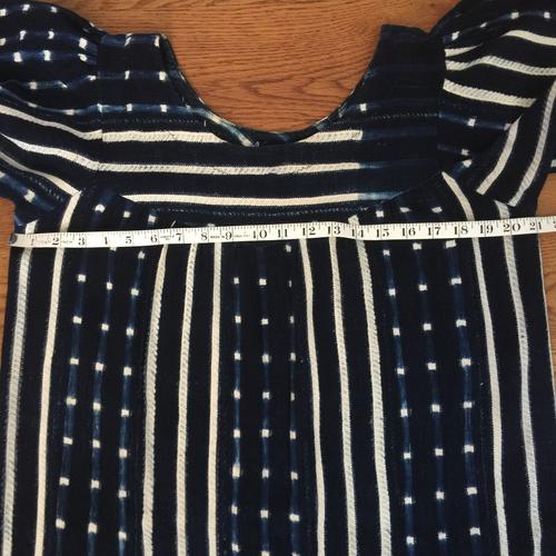 AFRICAN INDIGO MUDCLOTH DRESS WOMENS L BOGOLAN HANDMADE IN MALI COTTON 42"x46" - Picture 12 of 21