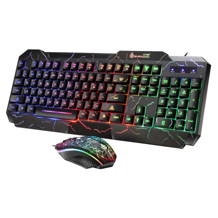 SHIPADOO D620 104-key Wired RGB Color Cracked Backlight Gaming Keyboard Mouse Ki - Image 2 of 4