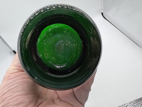 Vintage Mid Century Modern Art Glass Lime Green Cased Glass 13.5” Vase - Picture 8 of 16