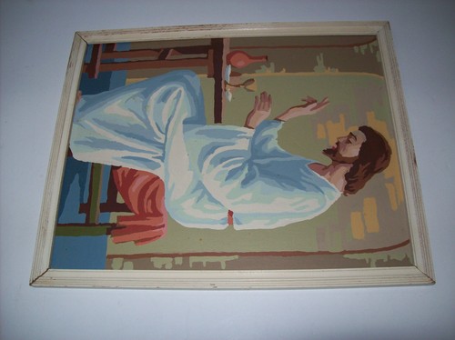 Seltene Vintage Malen nach Zahlen Jesus SEGEN VON BROT UND WEIN (24-B) - Bild 5 von 12