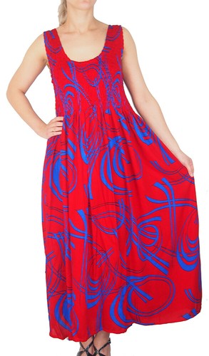 Ikat Damen langes Sommer fließendes Kleid mit gesmoktem Oberteil - passt Größen 8-28 - Bild 120 von 270