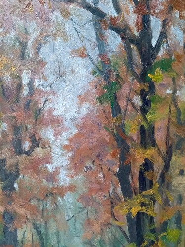 QUADRO PAESAGGIO ARTINO GIROLDI BOSCO INVORIO LAGO MAGGIORE DIPINTO OLIO TELA - Foto 3 di 5