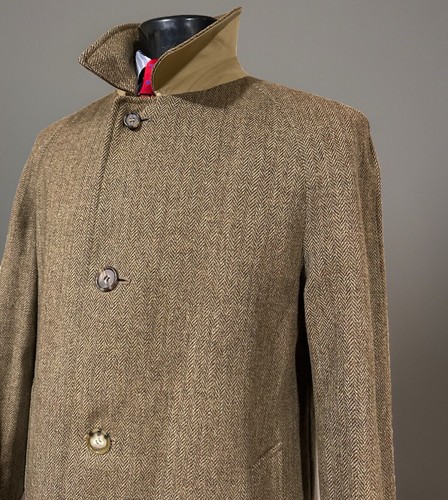 Savile Row Aquascutum Wool Reversible Herringbone Tweed Overcoat 42 R - Picture 8 of 18
