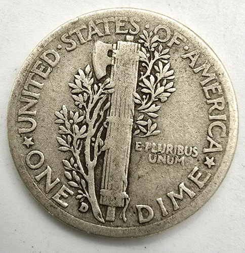 1935 D/D Mercury Dime RPM 002 VF Mint Error 90% Silver Type Coin Free ship! - Picture 5 of 5